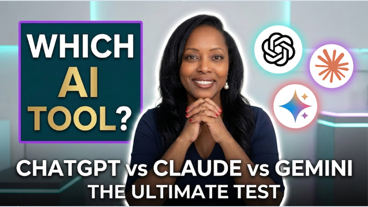 Dr. Renée Walker comparing ChatGPT, Claude, and Gemini AI tools for creators, coaches, and personal brands.