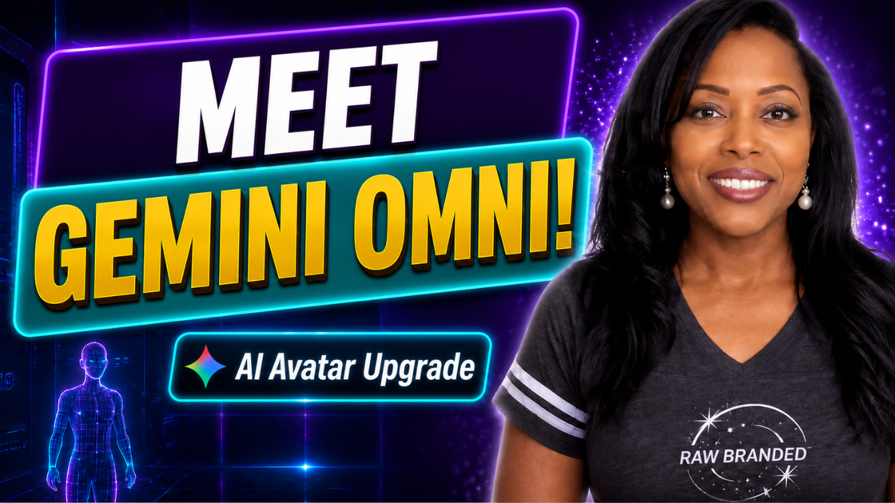 Business Coach standing explaining Gemini Omni